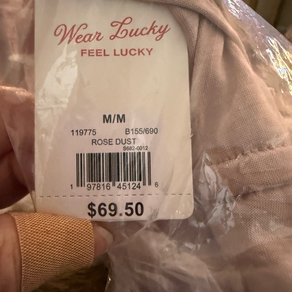 Lucky Brand Tie Front Shirred Top Blouse NWT M Rose Dust - Picture 5 of 9